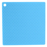 Insulation Pad Food Grade Silicone Pad AntiScalding Thickened Microwave Oven Mat for Kitchen Use(Blue )