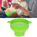 Popcorn Bucket Folding Silicone DIY Popcorn Maker Bowl with Lid Kitchen Accessory(With HandleGreen )