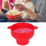Popcorn Bucket Folding Silicone DIY Popcorn Maker Bowl with Lid Kitchen Accessory(With HandleRed ) - Extra Image