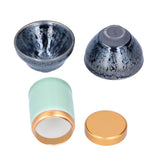 Kung Fu Tea Set Ceramic Tea Canister and Tea Cup for Gift Teaware Home Decoration - Side View