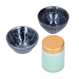 Kung Fu Tea Set Ceramic Tea Canister and Tea Cup for Gift Teaware Home Decoration - Top-Down View
