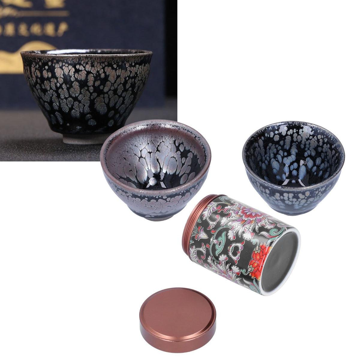 Ceramic Kung Fu Tea Set Tea Canister with Tea Cup for Home Tea House Gift Tea Accessory