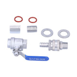 Weldless Kettle Valve Kit 1/2in BSP Ball Valve Quick Connector Bulkhead Assembly - Side View