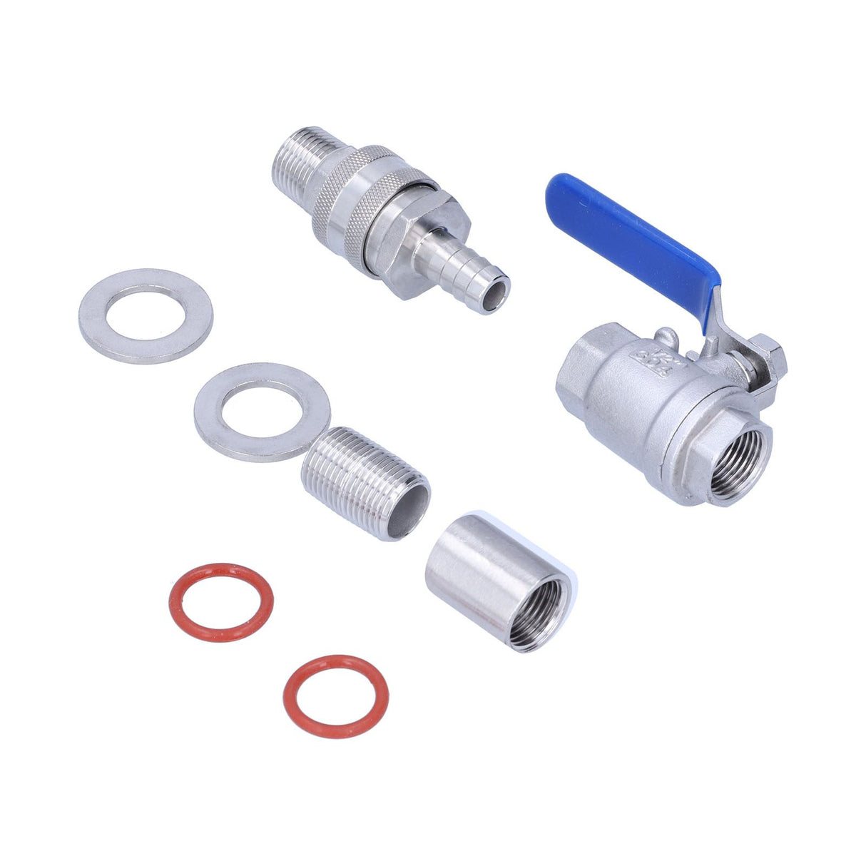 Weldless Kettle Valve Kit 1/2in BSP Ball Valve Quick Connector Bulkhead Assembly