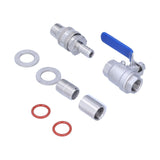 Weldless Kettle Valve Kit 1/2in BSP Ball Valve Quick Connector Bulkhead Assembly - Rear View