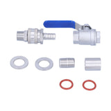 Weldless Kettle Valve Kit 1/2in BSP Ball Valve Quick Connector Bulkhead Assembly - Close-Up Angle