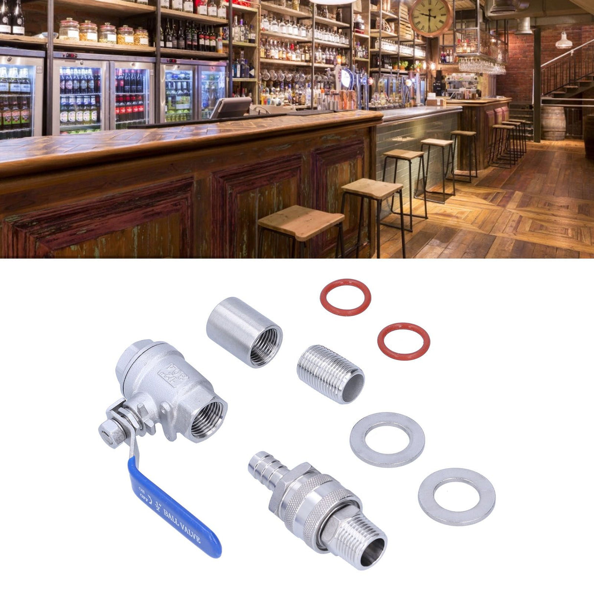 Weldless Kettle Valve Kit 1/2in BSP Ball Valve Quick Connector Bulkhead Assembly