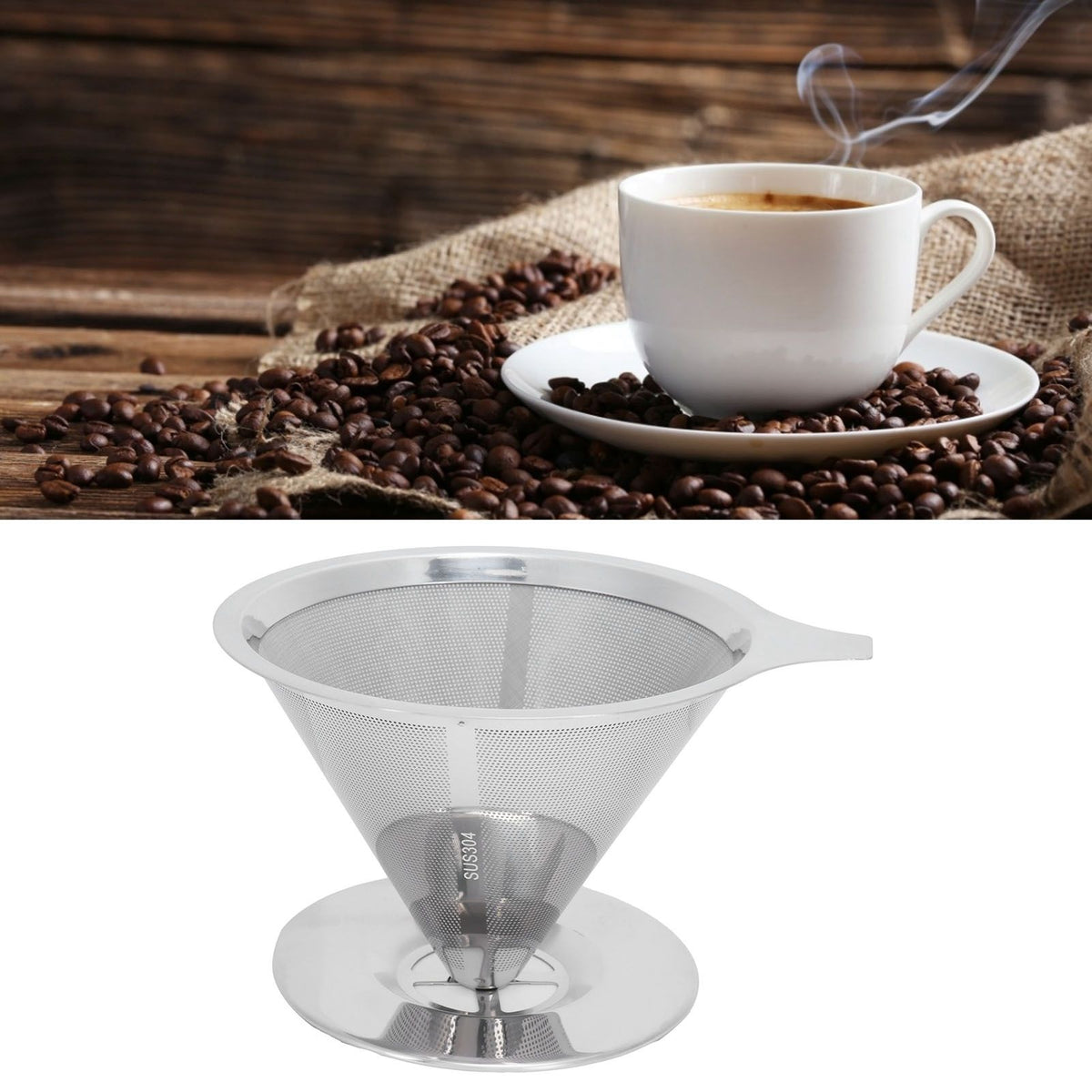 Stainless Steel Brew Drip Coffee Filter Funnel Cup Dripper Coffee Machine Accessories