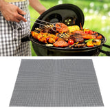 Food Grade NonStick Grid Sheet Multifunctional Barbecue Grid Mat for Barbecue Outdoor(Black 33x40cm )