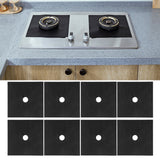 Gas Stove Pad Stovetop Protector Reusable Gas Cooker Cleaning Mat Cookware AccessoryBlack 8Pcs