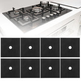 Gas Stove Pad Stovetop Protector Reusable Gas Cooker Cleaning Mat Cookware AccessoryBlack 8Pcs