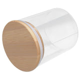 450ml Wood Round Storage Jar with Lid Transparent Glass Food Container for Tea Coffee Spice