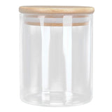 450ml Wood Round Storage Jar with Lid Transparent Glass Food Container for Tea Coffee Spice - Side View