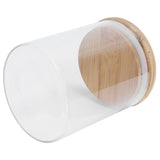 450ml Wood Round Storage Jar with Lid Transparent Glass Food Container for Tea Coffee Spice