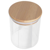 450ml Wood Round Storage Jar with Lid Transparent Glass Food Container for Tea Coffee Spice