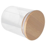 450ml Wood Round Storage Jar with Lid Transparent Glass Food Container for Tea Coffee Spice - Rear View