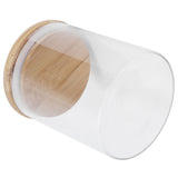 450ml Wood Round Storage Jar with Lid Transparent Glass Food Container for Tea Coffee Spice