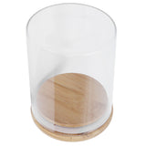 450ml Wood Round Storage Jar with Lid Transparent Glass Food Container for Tea Coffee Spice