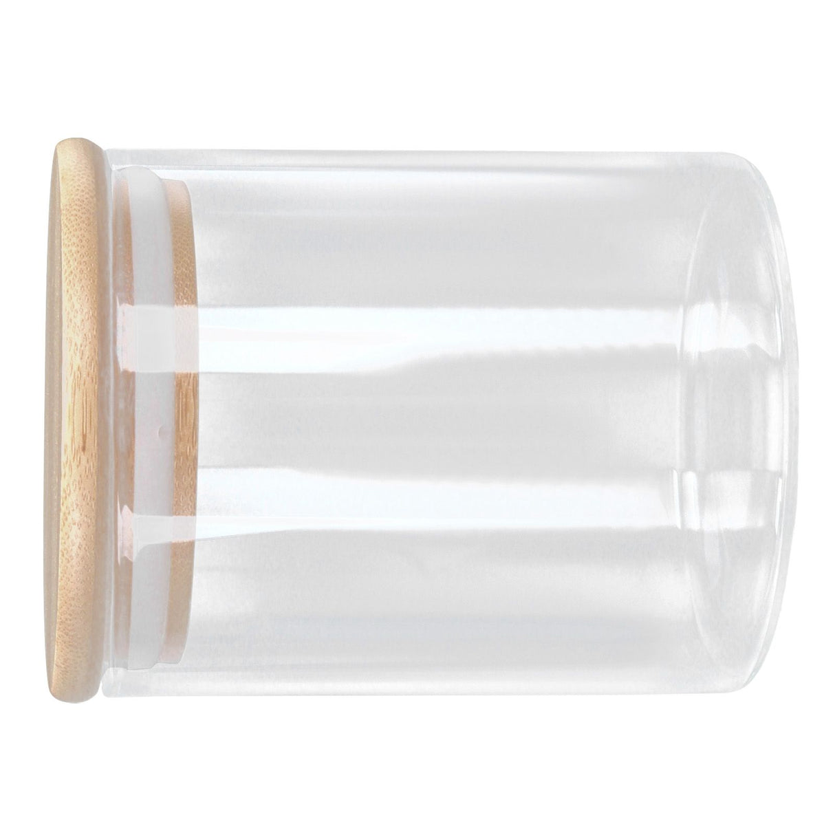 450ml Wood Round Storage Jar with Lid Transparent Glass Food Container for Tea Coffee Spice