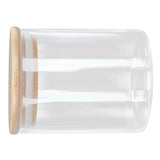 450ml Wood Round Storage Jar with Lid Transparent Glass Food Container for Tea Coffee Spice