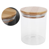 450ml Wood Round Storage Jar with Lid Transparent Glass Food Container for Tea Coffee Spice - Extra Image