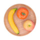 Rubber Wood Dinner Plate Round Tea Serving Tray Fruit Snack Tray Food Storage Plate24cm - Top-Down View