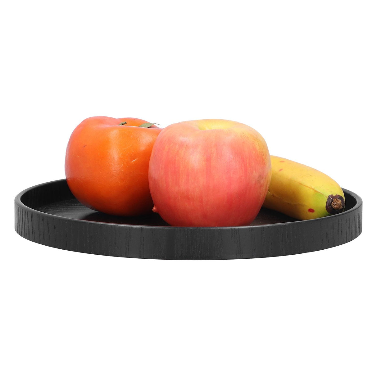Round Wooden Food Fruit Serving Tray Service Plate for Home Kitchen Hotel Use Black24cm