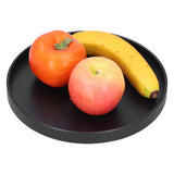 Round Wooden Food Fruit Serving Tray Service Plate for Home Kitchen Hotel Use Black24cm