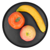 Round Wooden Food Fruit Serving Tray Service Plate for Home Kitchen Hotel Use Black24cm - Top-Down View