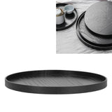 Round Wooden Food Fruit Serving Tray Service Plate for Home Kitchen Hotel Use Black24cm