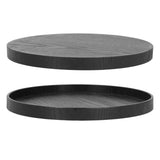 Round Wooden Food Fruit Serving Tray Service Plate for Home Kitchen Hotel Use Black27cm
