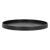 Round Wooden Food Fruit Serving Tray Service Plate for Home Kitchen Hotel Use Black27cm