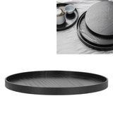 Round Wooden Food Fruit Serving Tray Service Plate for Home Kitchen Hotel Use Black27cm - Extra Image