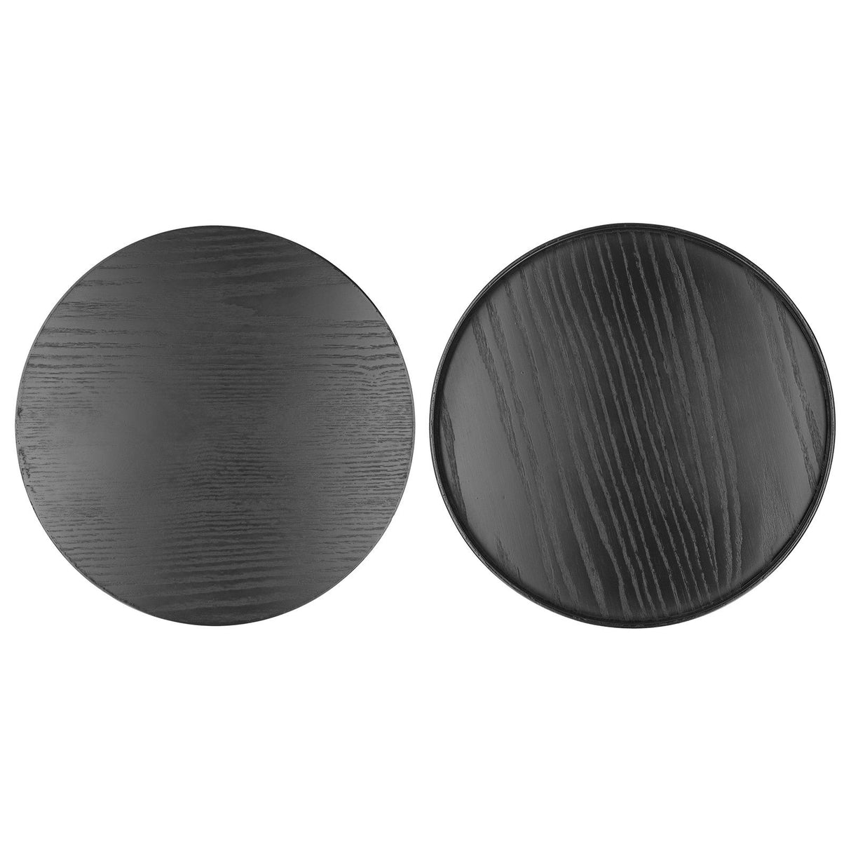 Round Wooden Food Fruit Serving Tray Service Plate for Home Kitchen Hotel Use Black30cm