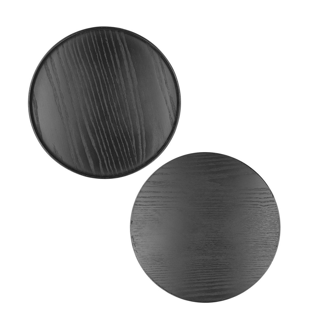 Round Wooden Food Fruit Serving Tray Service Plate for Home Kitchen Hotel Use Black30cm
