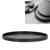 Round Wooden Food Fruit Serving Tray Service Plate for Home Kitchen Hotel Use Black30cm