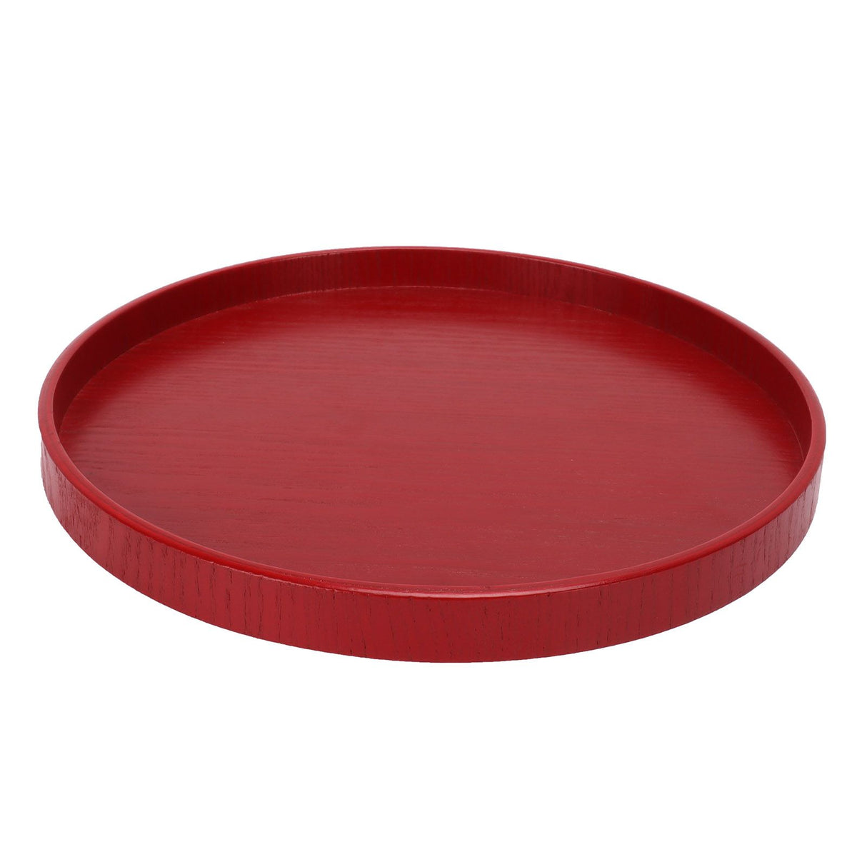 Red Round Wooden Plate Food Grade Fruit Cutlery Tray for Kitchen Home Restaurant24cm