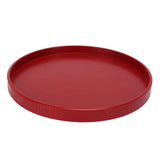 Red Round Wooden Plate Food Grade Fruit Cutlery Tray for Kitchen Home Restaurant24cm - Side View