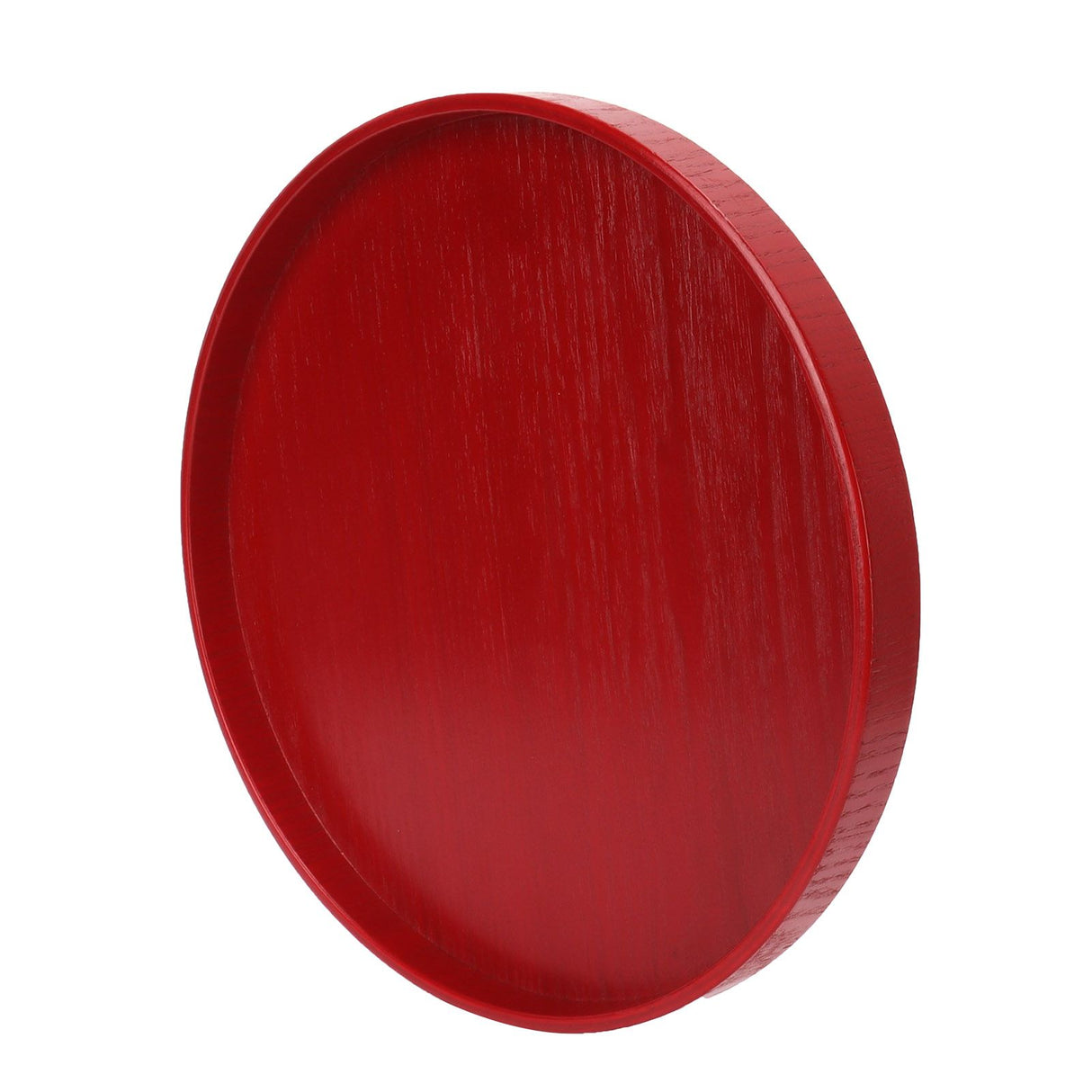Red Round Wooden Plate Food Grade Fruit Cutlery Tray for Kitchen Home Restaurant24cm