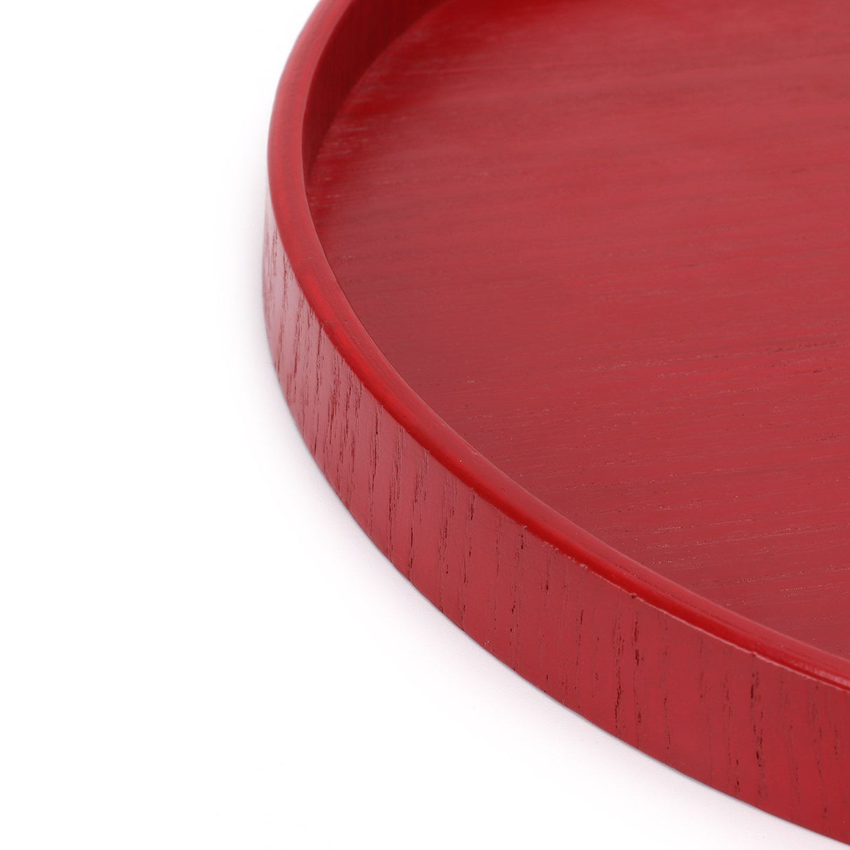 Red Round Wooden Plate Food Grade Fruit Cutlery Tray for Kitchen Home Restaurant24cm
