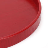 Red Round Wooden Plate Food Grade Fruit Cutlery Tray for Kitchen Home Restaurant24cm - Extra Image