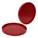 Red Round Wooden Plate Food Grade Fruit Cutlery Tray for Kitchen Home Restaurant27cm - Low Angle