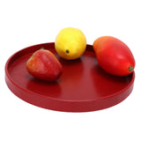 Red Round Wooden Plate Food Grade Fruit Cutlery Tray for Kitchen Home Restaurant27cm