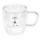 250ml Bear Shaped Glass Cup Double Wall Water Tea Coffee Milk Mug with Handle for HomeTransparent - 45-Degree Angle