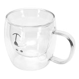 250ml Bear Shaped Glass Cup Double Wall Water Tea Coffee Milk Mug with Handle for HomeTransparent - Rear View