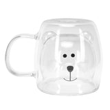 250ml Bear Shaped Glass Cup Double Wall Water Tea Coffee Milk Mug with Handle for HomeTransparent - Low Angle