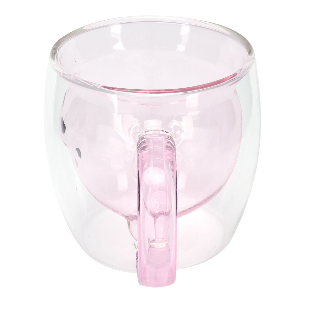 250ml Bear Shaped Glass Cup Double Wall Water Tea Coffee Milk Mug with Handle for HomePink