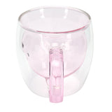 250ml Bear Shaped Glass Cup Double Wall Water Tea Coffee Milk Mug with Handle for HomePink