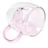250ml Bear Shaped Glass Cup Double Wall Water Tea Coffee Milk Mug with Handle for HomePink - Extra Image