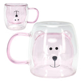 250ml Bear Shaped Glass Cup Double Wall Water Tea Coffee Milk Mug with Handle for HomePink - Extra Image
